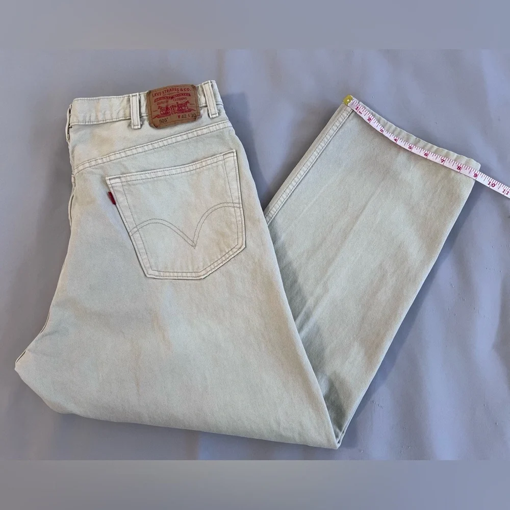 LEVIS 505 Regular Fit Jeans Mens 42‎ Beige Straight Regular Denim  W42 L32